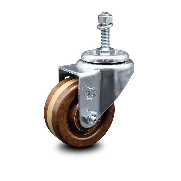 3 Inch High Temp Phenolic Wheel Swivel 3/8 Inch Threaded Stem Caster SCC